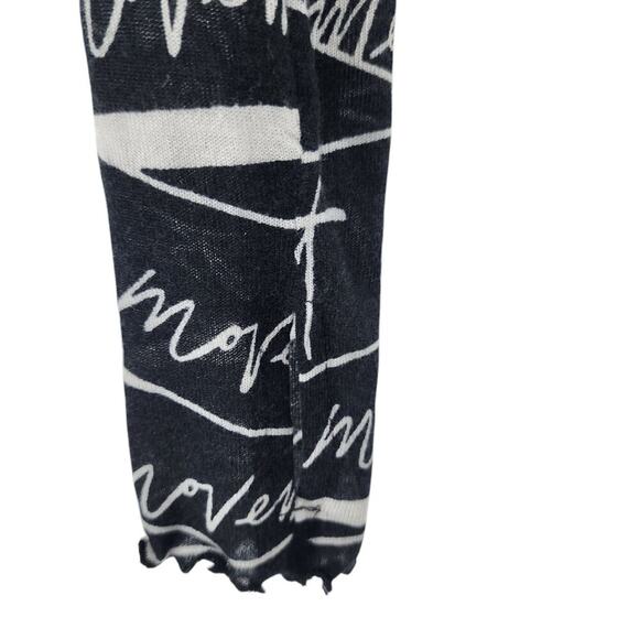 Free People Printed Top Lyocell/Elastane Blend Black/White Script Size XS - Picture 2 of 6